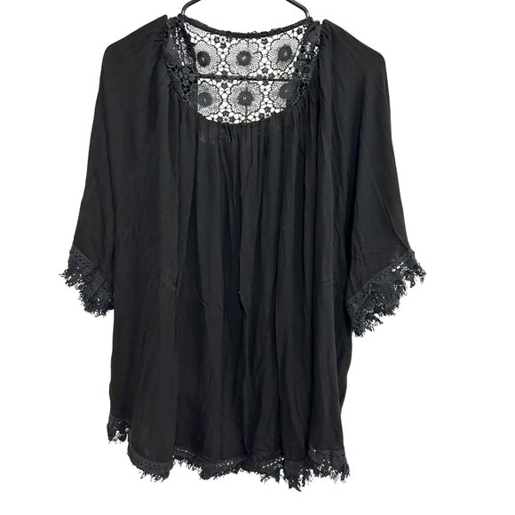 SweatyRocks NWT Black Lace Trim Kimono Open Cardigan Sz Medium Witchy Whimsygoth - Picture 2 of 11